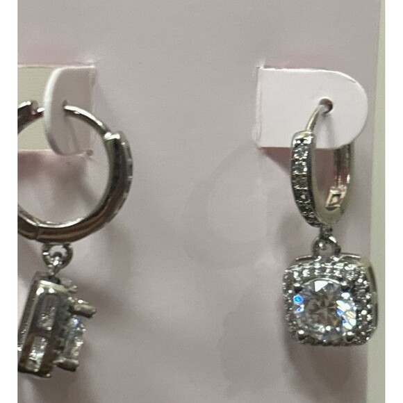 Kate Spade New York Silver Hoop Halo Drop Earrings CZ Crystal NWT - Picture 3 of 3